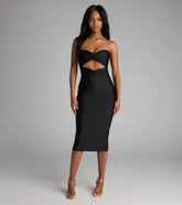 Cut To The Chase Strapless Cutout Midi Dress