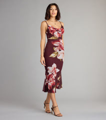 Bloom Mood Floral Open Back Midi Dress