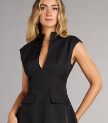 Chic Status Plunge V-Neck Crepe Mini Dress