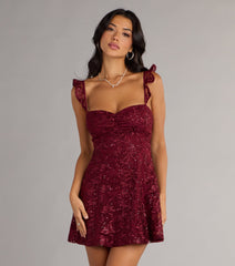 Stroll The Garden Butterfly Lace A-Line Mini Dress