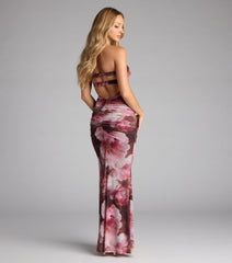 Garden At Sunset Strapless Floral Maxi Dress