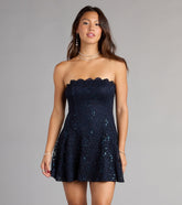 Dazzle Hour Strapless Lace Skater Dress