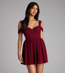 Flowy Chic Chiffon Cold-Shoulder Skater Dress