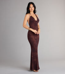 High Drama Halter Cowl Neck Maxi Dress