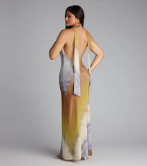 Sunset Mood Tie Dye Halter Maxi Dress