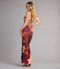 Slip Into Bloom Lace-Up Floral Maxi Dress