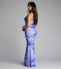 Coastal Luxe Floral Mermaid Maxi Dress