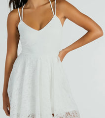 Icing On The Cake V-Neck Lace Skater Dress