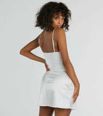 Day Glow Satin A-Line Short Dress