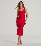 Chic In The City Cowl Neck Midi Dress