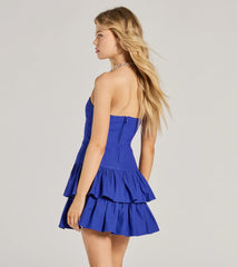 Lovely Arrival Strapless Ruffled Skater Dress