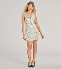Spotted You V-Neck Polka Dot A-Line Mini Dress