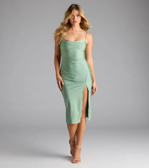 Sleek And Smooth High Slit Midi Dress