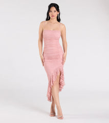 Enchanted Moment Floral Ruffled Lace Midi Dress