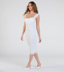 Lavish And Lovely Bodycon Lace Midi Dress