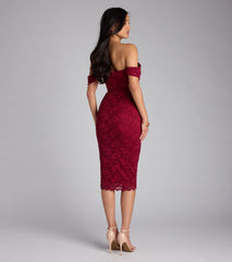 Lavish And Lovely Bodycon Lace Midi Dress