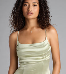 True Perfection Pleated Satin Skater Dress