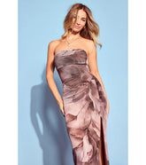 Major Energy Strapless Floral Mesh Maxi Dress
