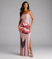 Statement Blooms Strapless Floral Maxi Dress