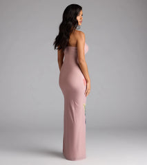 Statement Blooms Strapless Floral Maxi Dress