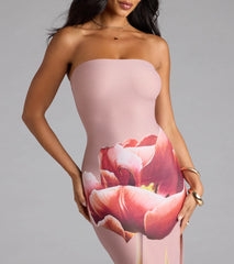 Statement Blooms Strapless Floral Maxi Dress