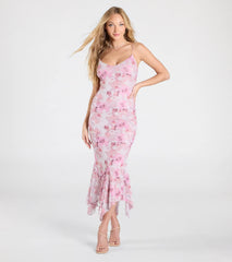 Bloom With A View Floral Ruffle Midi Dress