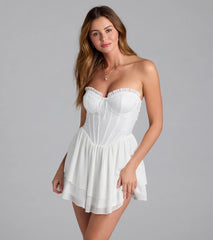 Dream Date Strapless Lace Corset Skater Dress