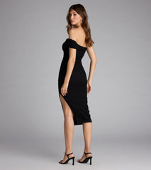 Own the Evening Off-The-Shoulder Midi Dress