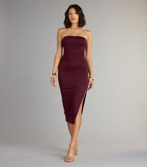 Casually Sultry Strapless Bodycon Midi Dress