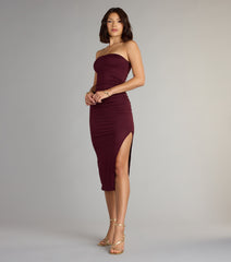 Casually Sultry Strapless Bodycon Midi Dress