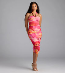 Captivated In Floral Halter Bodycon Midi Dress