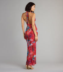 Boldly Chic Abstract Cowl Neck Maxi Dress