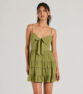Charming Allure Tie-Front Ruffled Skater Dress