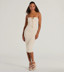 Trend Moment Lace-Up Bodycon Midi Dress