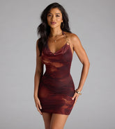 Sun Goes Down Halter Abstract Bodycon Mini Dress