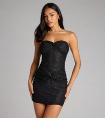 Sparkle Era Glitter Strapless Mini Dress