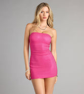Glow Getter Rhinestone Strapless Mini Dress