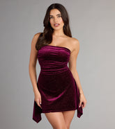 Effortless Glam Glitter Velvet Strapless A-Line Mini Dress