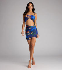 Eyes on You Abstract Print Cutout Mini Dress