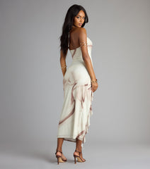 Guest List Glam Abstract Halter Maxi Dress
