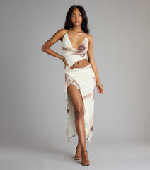 Guest List Glam Abstract Halter Maxi Dress