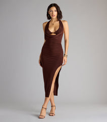No Strings Attached Halter Strappy Midi Dress