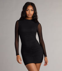 Sheer Intention Long Sleeve Mini Dress