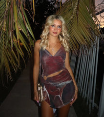 Daring Diva Abstract Print Cutout Halter Mini Dress