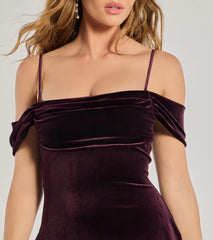 Luxe Chic Velvet Cold-Shoulder A-Line Mini Dress