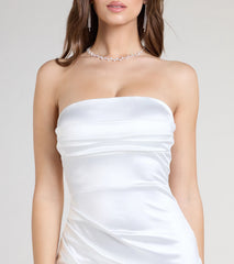 Make It Known Satin Strapless Pleat Mini Dress
