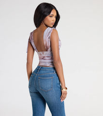 Taking The Plunge Floral Mesh Crop Top