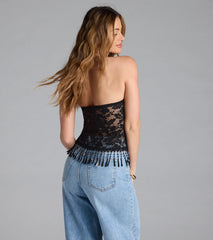 Play My Song Lace Fringe Crop Top