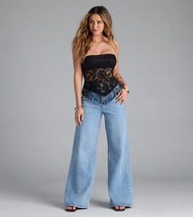 Play My Song Lace Fringe Crop Top