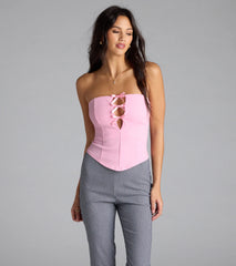 Love For Bows Strapless Ponte Crop Top